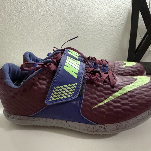 Nike High jump elite Maroon and Neon Yellow Athletic Shoes - Picture 3 of 8